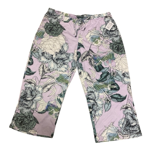 Linea Donatella Palm Garden Cami & Pant Pajama Set Size Large Lilac - Picture 8 of 11